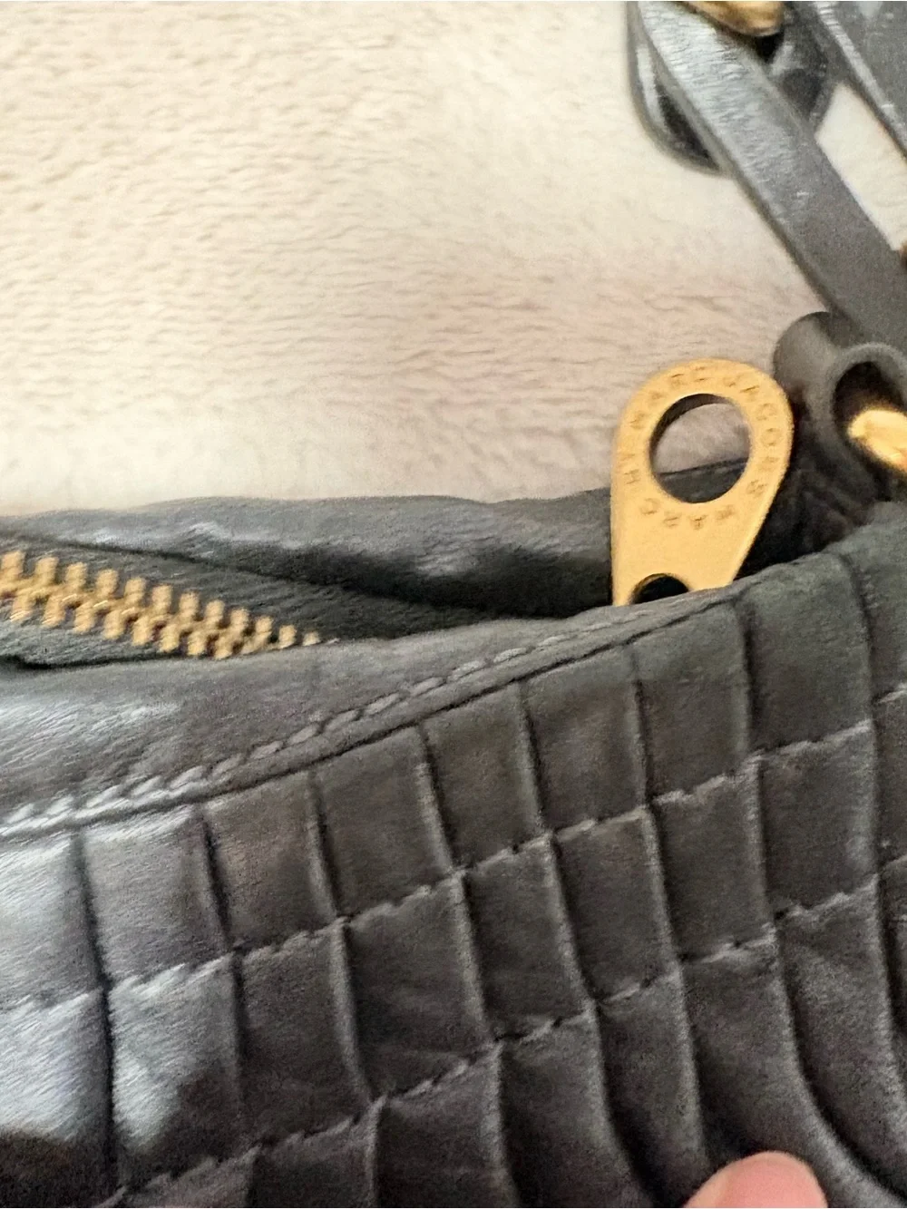 Marc By Marc Jacobs Single Strap Metallic‎ Hobo Handbag Gray Black Leather Chain